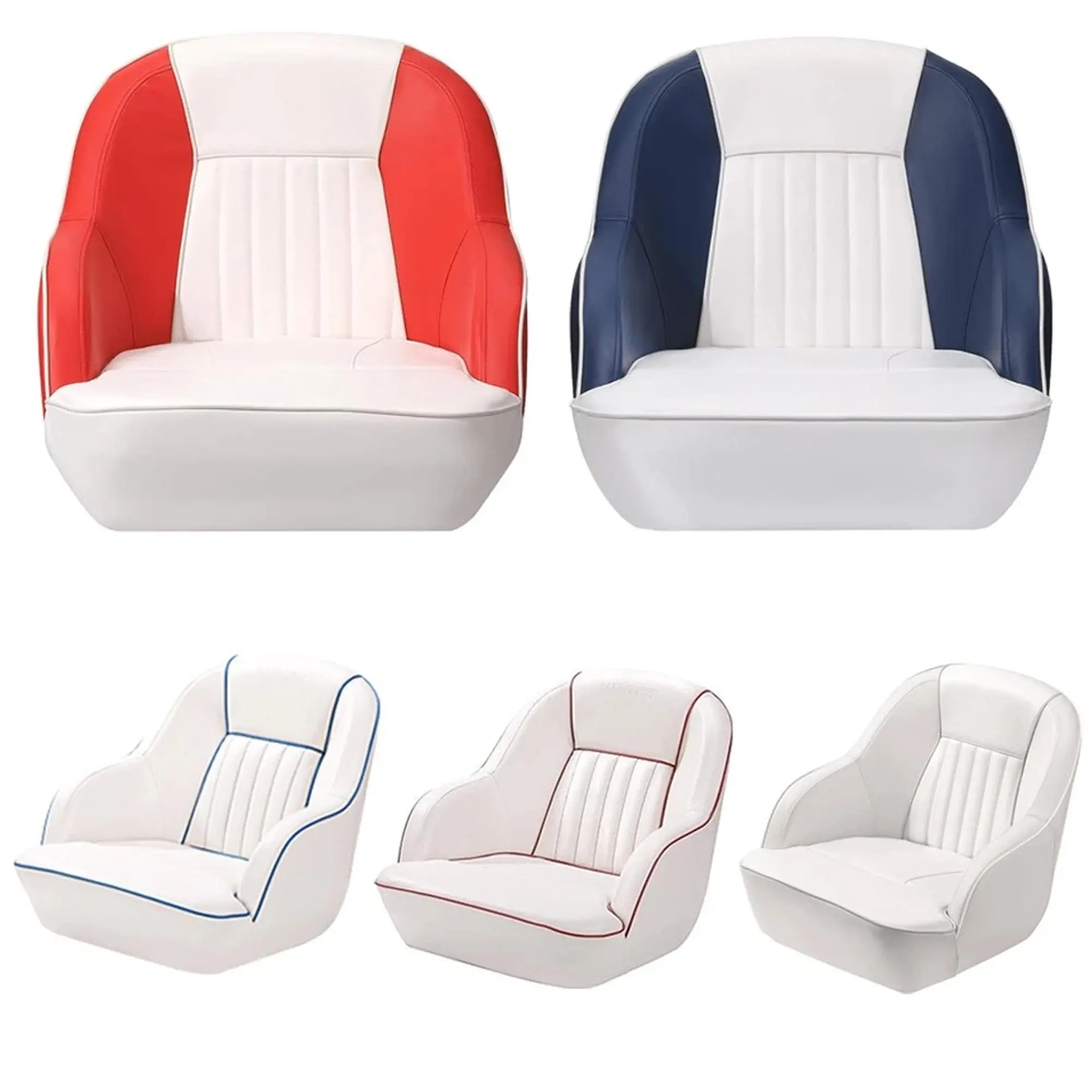 Ergonomic High Back Marine Captain Chair for Pontoon Boats - UV-Resistant Marine Vinyl, High-Density Padded Cushion, Universal Mount Easy Installation, Ideal for Fishing