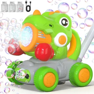 Automatic Bubble Machine Toys for Toddlers, Push & Handheld Bubble Lawn Mower with Lights, Rechargeable Bubble Blower Toy for Kids Ages 3–6, Green