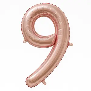 Rose Gold Script Number 9 Foil Balloon - 8-Inch Air-Filled