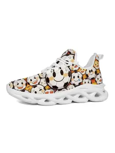 Exclusive Cartoon Pattern Sports Shoes, Unique Print Fashion, Trendy Hotspot, Vibrant Football Design, Thick Sole Comfortable Breathable