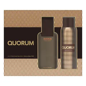 Quorum by Antonio Puig for Men 2 Piece Set Includes: 3.4 oz Eau de Toilette Spray + 5.1 oz Deodorant Spray