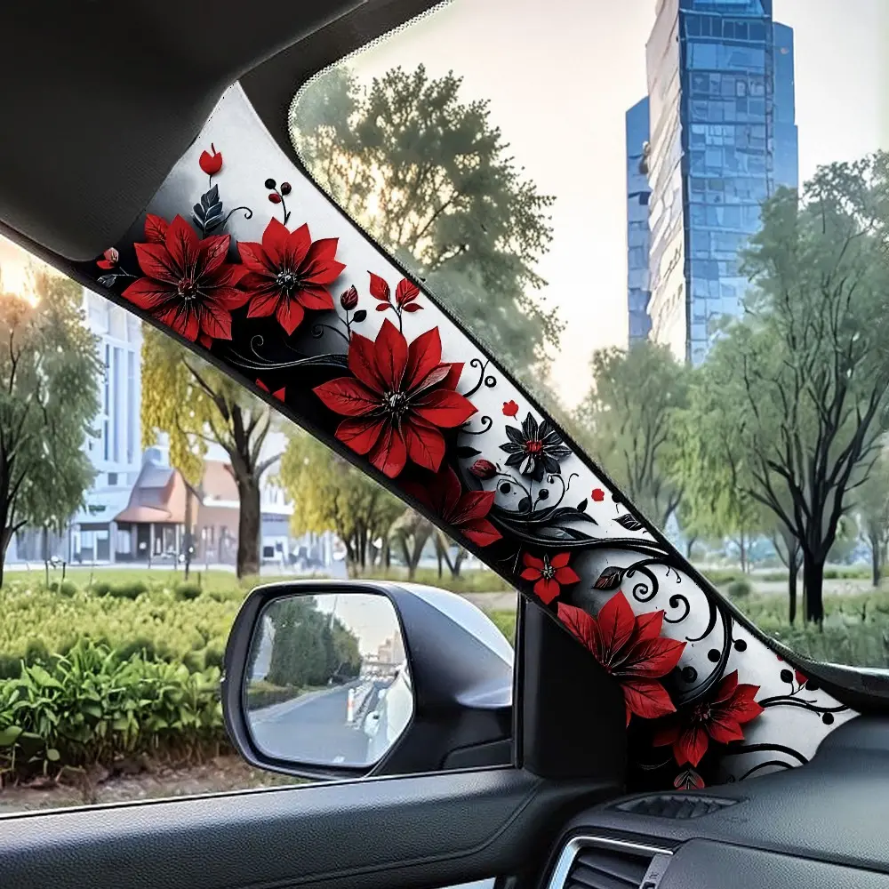 Jdm Car Interior A-Pillar Modification Kit, Universal Style Upgrade with Ink Flower Pattern, Self-Adhesive Elastic Patch Set, Car Interior Accessory, Car Interior Decor, Car Accessories