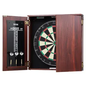 VEVOR Dartboard and Cabinet Set, Ready-to-Play Bundle Official Size Dartboard Cabinet Set, Steel Tip Dart Cabinet, Features Easy Assembly, Complete with All Accessories, Perfect for Cricket Games