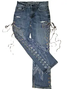 Upcycled Twilight Lace-Up Jeans - Sustainable Movie Attire for Women - Size 6 - Fashionable Denim Style - Womenswear Bottom