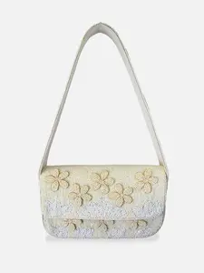 Ivory Flower Beaded Shoulder Bag