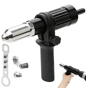 Rivet Nut Gun Adapter Power Drill Tool Kit Cordless Rivet Gun with 2.4mm/3.2mm/4.0mm/4.8mm Rivets Heads for Cordless Electric Power Drill