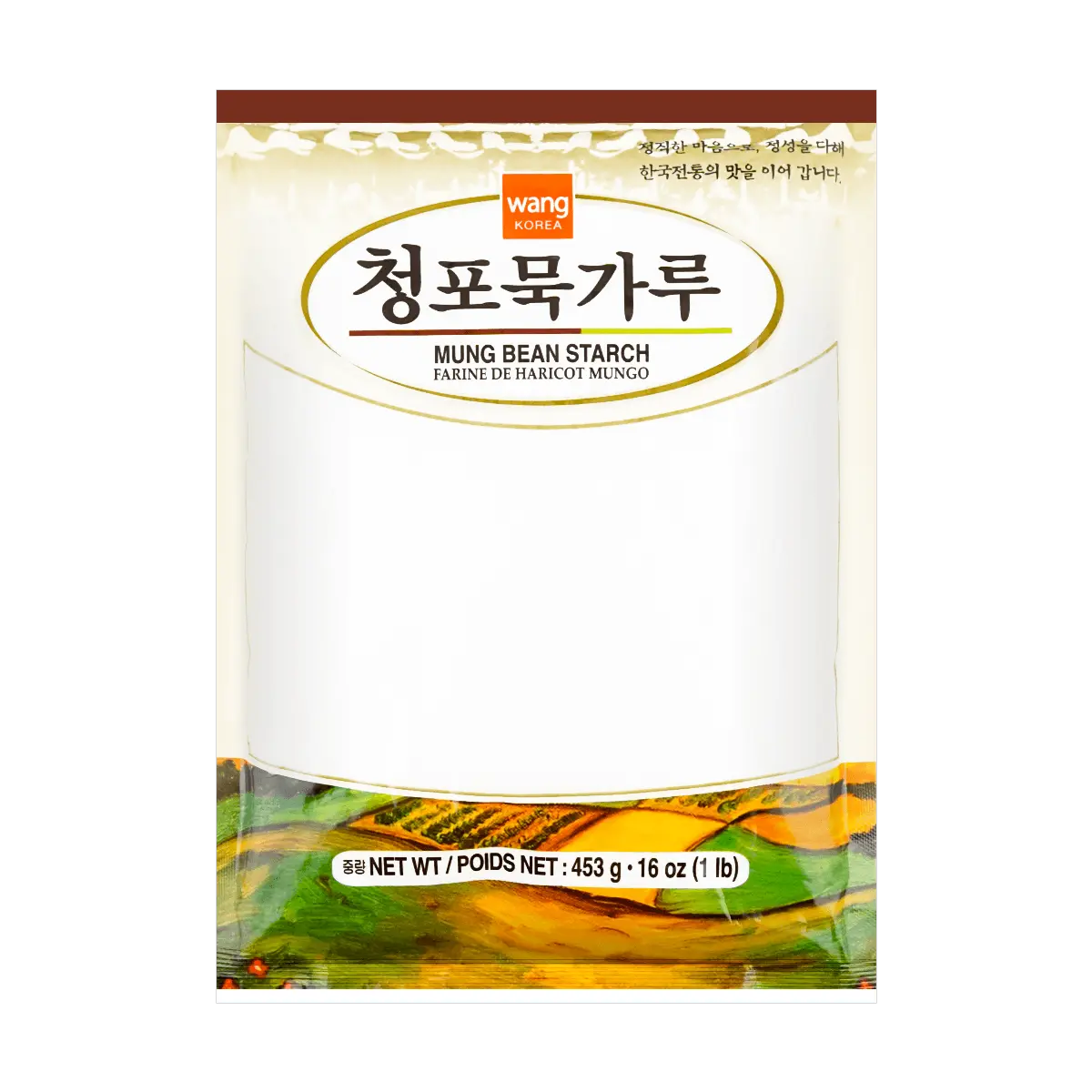 WANG FOOD Korean Mung Bean Starch for Glass Noodles & Mukbang - 453g (1 lb) - Authentic Korean Ingredient for Japchae, Cheongpomuk, and More