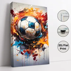 2D flat high-definition canvas wall art, graffiti-style football match wall decor poster, vibrant sports-themed canvas painting, perfect for living room and bedroom home decoration, great wall art gift for any occasion，football match poster，print gift