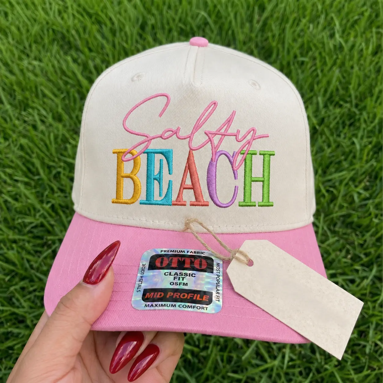 Salty Beach Embroidery hat Coastal Beach Hat Summer Trucker Cap Stitch Pattern Ocassion, Funny Embroidered Hat, Embroidered trucker hat, sea hat