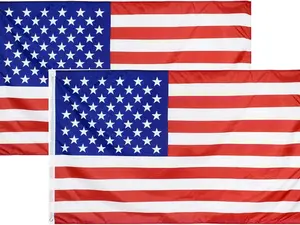 Pack of 2 American Flags for Outside, 3x5Ft Vivid Color and UV Fade Resistant, Canvas Header and Double Stitched The USA Flags with Thick Brass Grommets