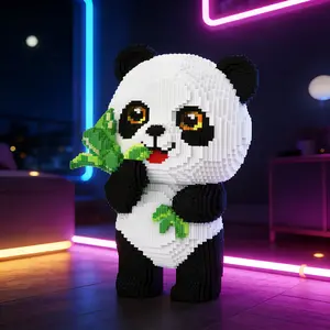 Cute Panda 3D Puzzle Building Block Ornament, Animal Shape Puzzle, Perfect for Home and Office Decor, Ideal Gift for Holidays and Parties