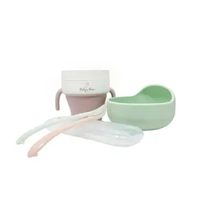 Baby's Brew Bite Size Bundle - 2-n-1 Snack Cup, Silicone Feeding Bowl, & Gentle Spoons for Toddler Mealtime Safe BPA-Free Spill-Proof Mess-Free