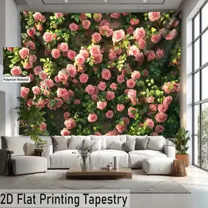 1pc Extra Large Blooming Roses Tapestry - Vibrant Peach Light Beige Polyester Wall Hanging, No Installation Needed, Perfect for Living Room & Bedroom Decor, Indoor Use, Bedroom Wall Art |       Floral Tapestry |       Polyester Fabric, Wall Hanging Decor