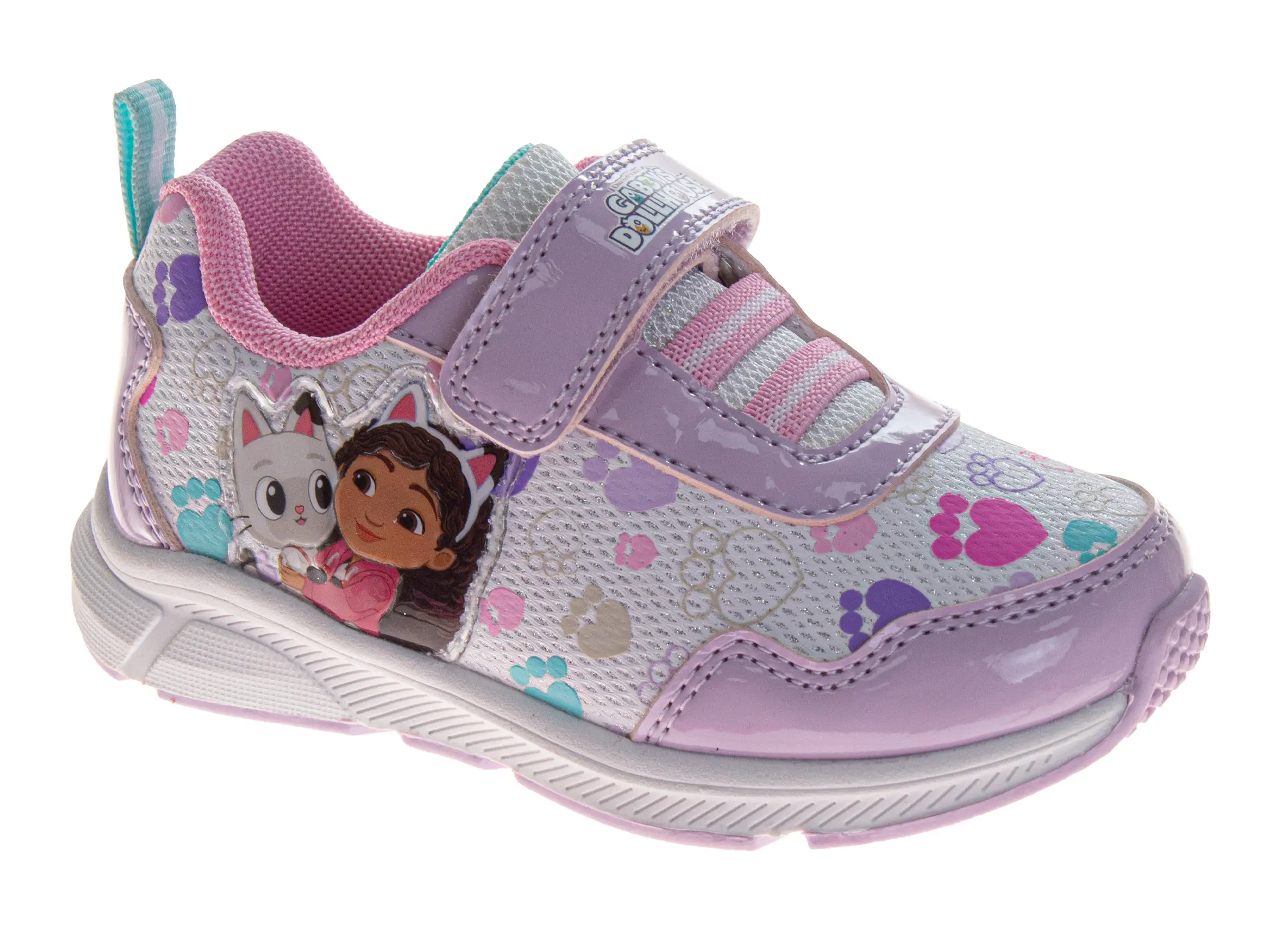 Gabby's Dollhouse Girls' Light-Up Sneakers, Hook and Loop Athletic Running Shoes for School, Play, and Everyday Wear (Toddler/Little Kid)