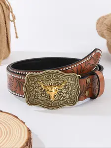 Sansths Western Cowboy Belt, Western Concho Belts, Stylish Leather Design, Perfect Fit for Everyday Wear, Durable & Comfortable Accessory