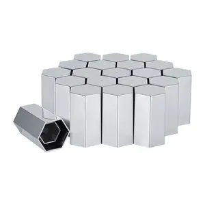 33mm x 3 1/2" Lug Nut Cover ABS Chrome Plastic Rhomboid Nut Cover, Push-On fit Hub Piloted Wheels, Complete Axle Cover Kits, Lug Nut Covers for Semi Trucks Trailers