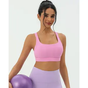 CILD Women's Sport Bra Crossover-Back Racerback with  U Neck Design Sweat-Wicking Removable Padded Cups Breathable For Yoga Tennis Gym Casual Wear Running Jogging Sports Outfit Work
