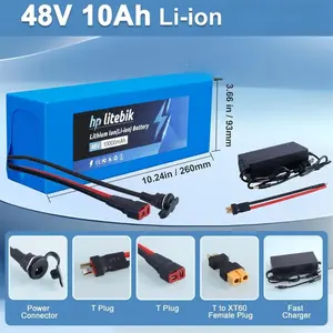 48V 10Ah Lithium Battery with 30A BMS, Lithium Replacement Battery with XT60 Adaptor