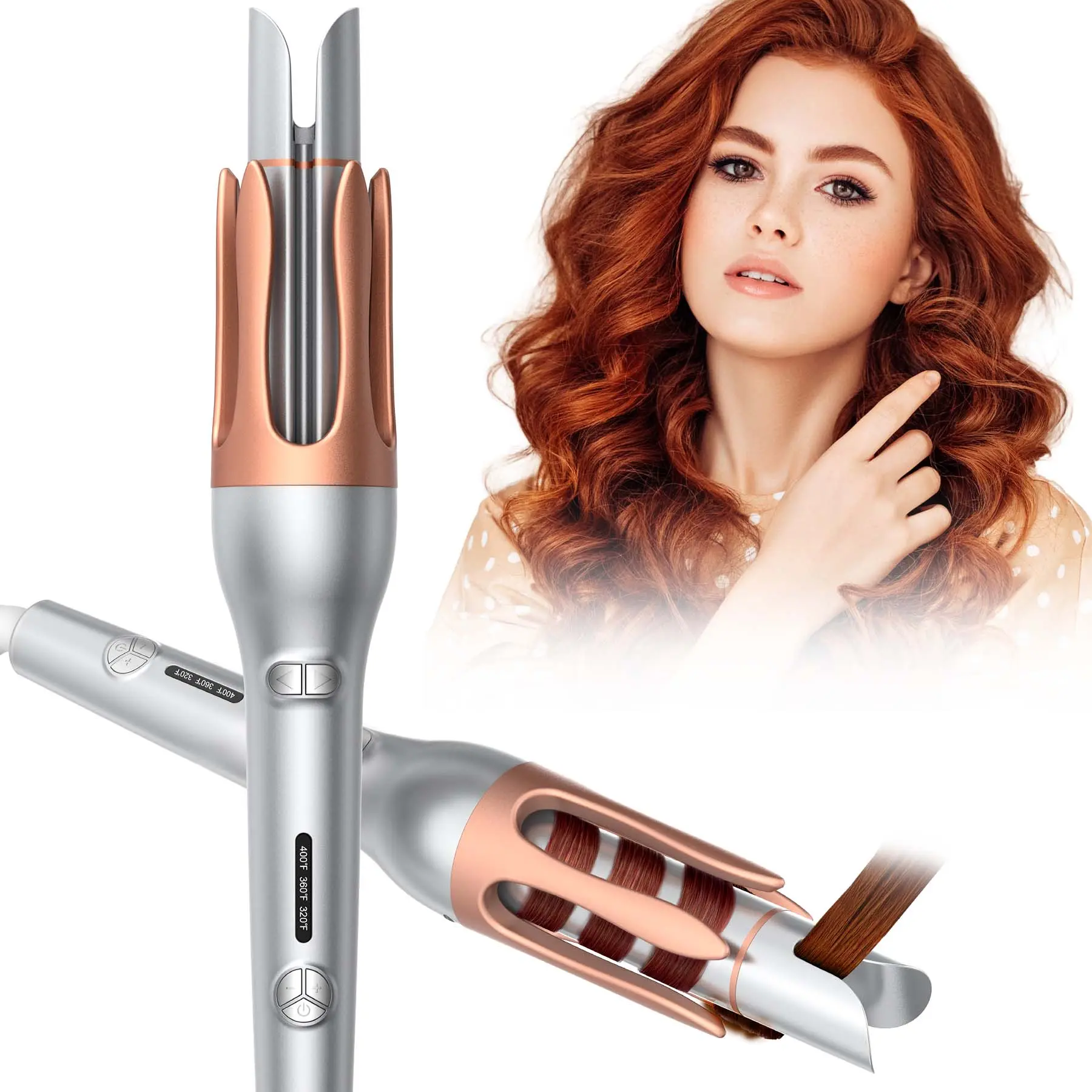 1-Inch Automatic Ionic Hair Curler for Women - Rotary Curl Wand with Rotating Barrel, 3 Temp Settings (320-400℉), Dual Voltage, Lightweight Portable Hairstyler for Travel