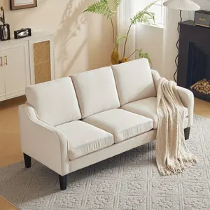 3-Seater Small-Scale Sofa Couch - 72" Modern Design with Stylish Scooped Arms, Suitable for Apartments, Bedrooms & Small Offices