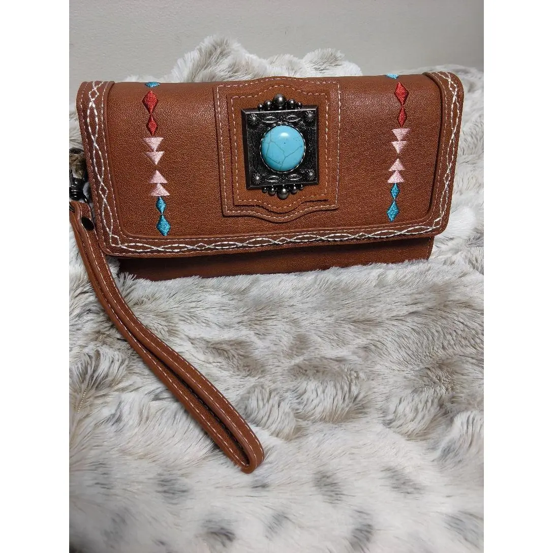 Aztec Design Wallet with Wristlet Strap