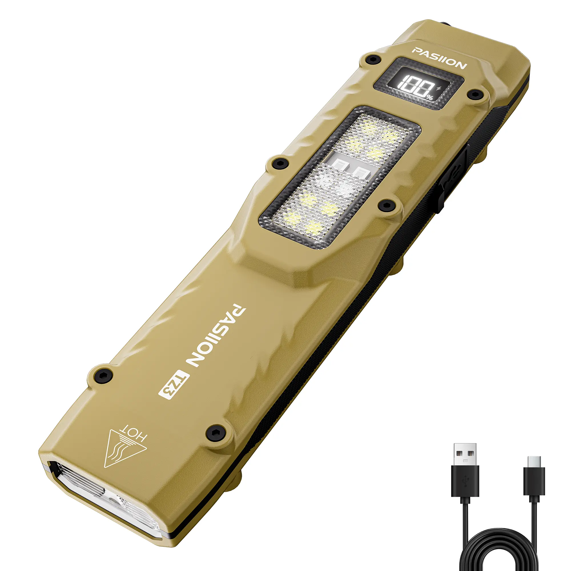 Flat-profile flashlight, high CRI EDC tactical flashlight, red warning light, 1500-lumen portable pocket flashlight, five light modes suitable for outdoor emergencies, camping, and outdoor work. Super bright, USB rechargeable. A great gift for men.