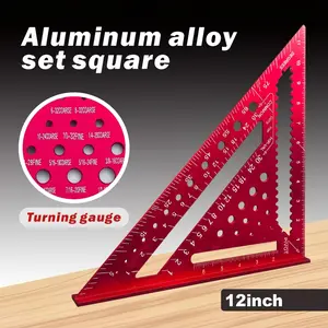 1 pc Multi-Functional 12-Inch Holey Triangle Square: Durable Aluminum Alloy Square Hand Measuring Tool for Carpentry Layout & Furniture Building
