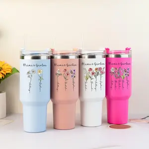 Mama's Garden Personalized 20oz, 40oz Tumbler, Custom Birth Flower & Kids' Names, Thoughtful Mother's Day Gift for Mom
