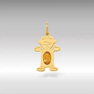 14K Gold Girl November Birthstone Garnet Pendant