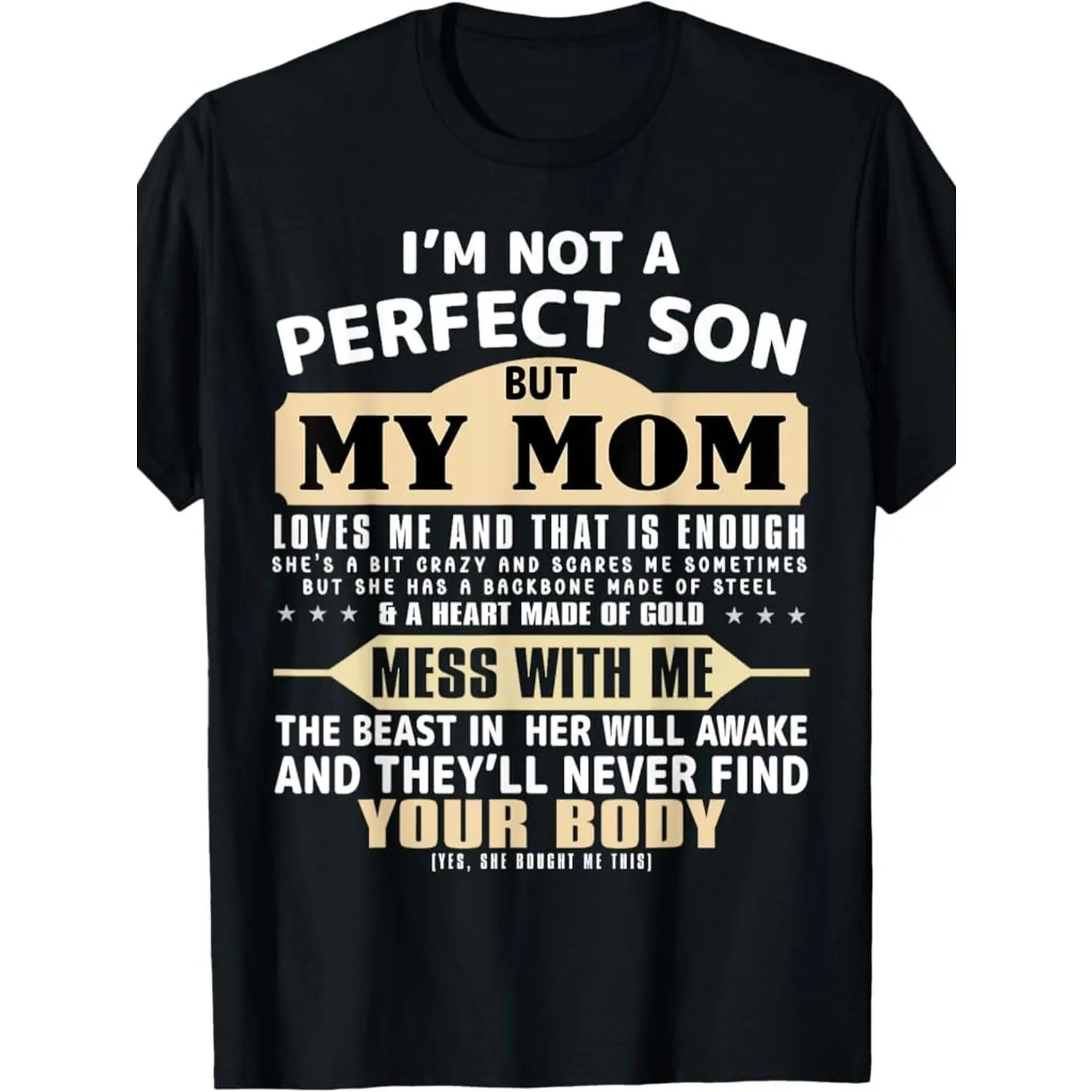Men's Casual Grunk Short Sleeve TShirt Mom's Favorite Imperfect Son Halloween Christmas Apparel