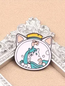 Whimsical "Bath Time Cat in Cat Ears Jar" Enamel Brooch Pin, Cute Kawaii Water Cat Lapel Badge, Adorable Bathing Cat Jewelry, Unisex Fashion Accessory Gift for Casual Daily Backpack Clothes Decor