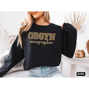 Leopard OBGYN sonographer T-Shirt OR sweatshirt, obgyn sonographer Shirt, OBGYN Nurse hoodie, Obstetrics Gynecology Nurse OBGYN ultrasound shirt Cotton