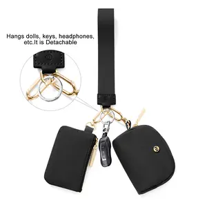 Mamona Fashion Nylon Mini Zip Around Keychain Wristlet Wallets for Women , Portable Detachable Keychain Wallet