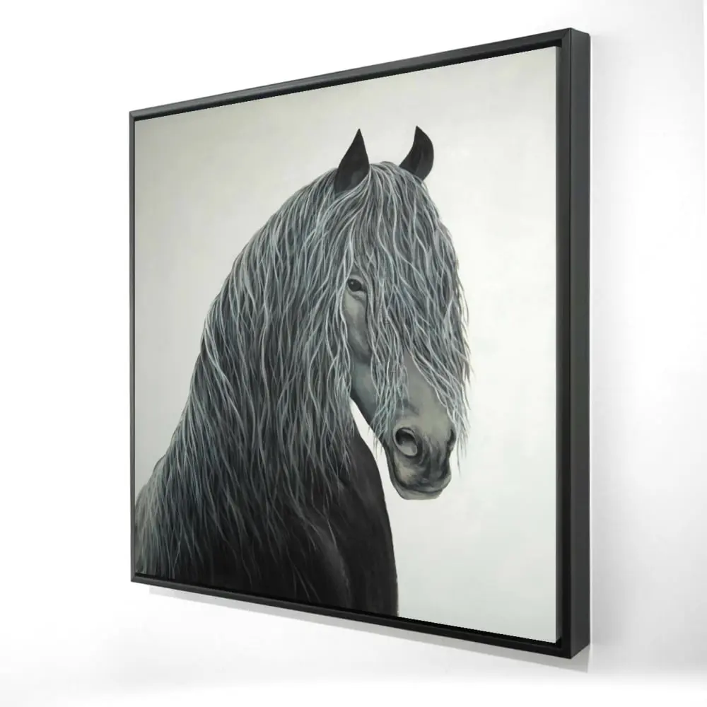 212 MAIN 2081-2424-AN496 24x24 in. Artistic Wild Heart Horse Framed Canvas Print - Black Farm Animals Artwork for Room Decoration