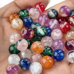 10mm Gold Foil Cat's Eye Fine Glitter Resin Beads for Jewelry Making and Crafting