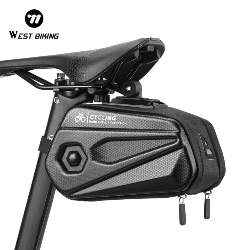 WEST BIKING Large Outdoor Bicycle Saddle Bag Portable Waterproof Rear Tail Bag Stable Bracket Outdoor Biking Rear Saddle Bag