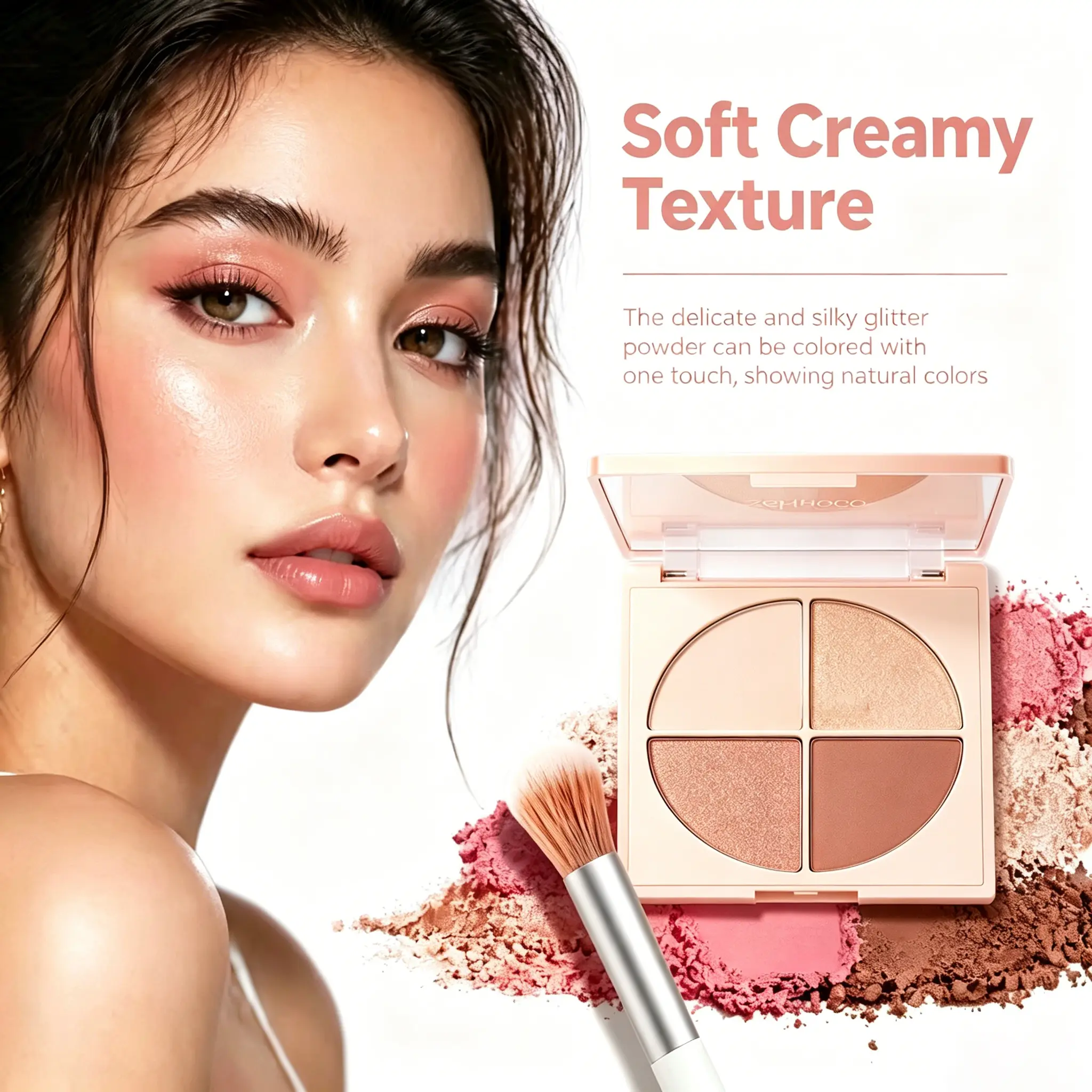 Multi-Use Highlight Eyeshadow & Blush Palette, Portable All-in-One Eye and Cheek Makeup, Natural Everyday Look, Lightweight Travel Makeup Palette