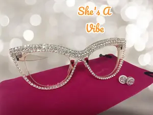 Stunning Bling Out Cat Eyeglasses Plastic Framed Brand New