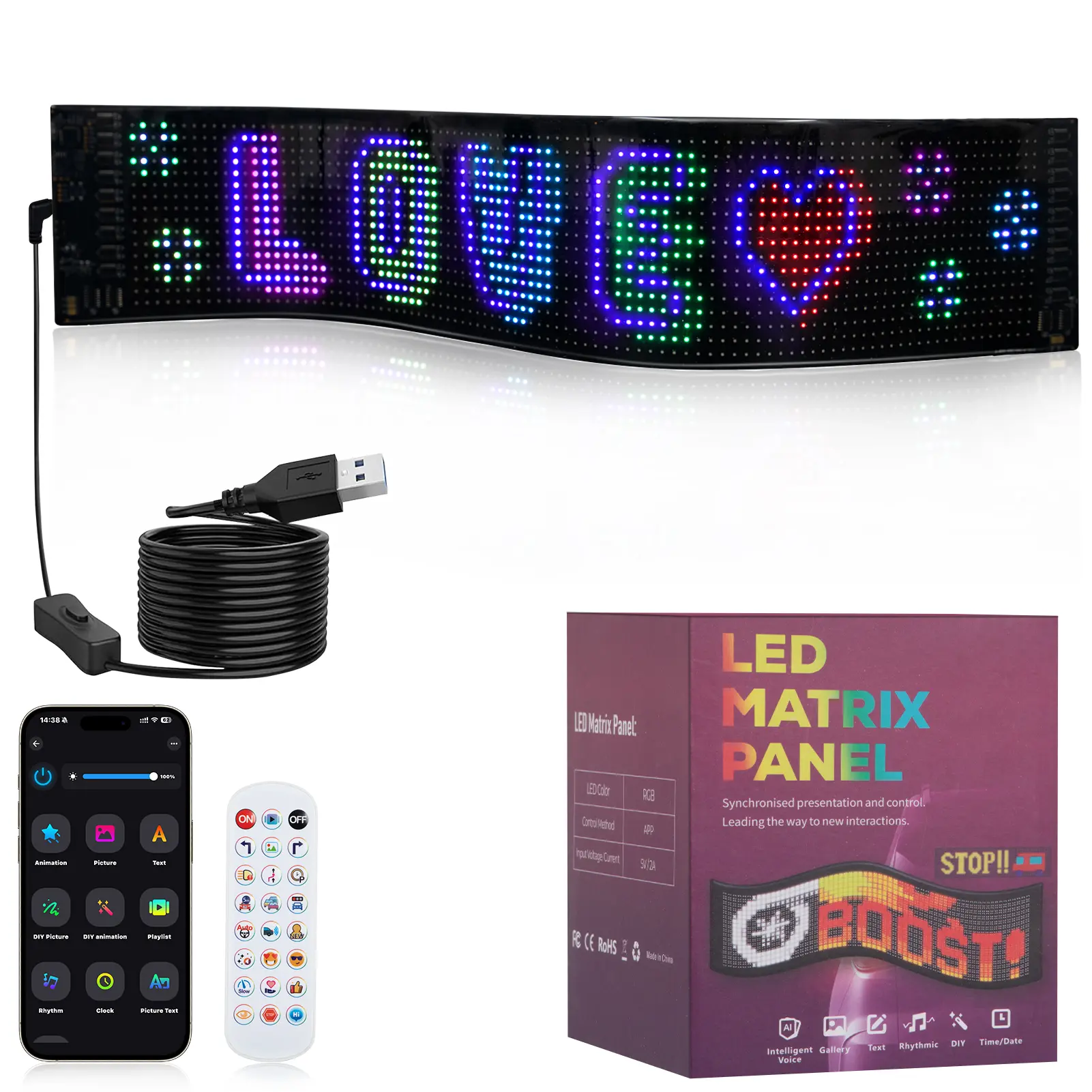 AI Black LED Pixel Sign(2 Pack)