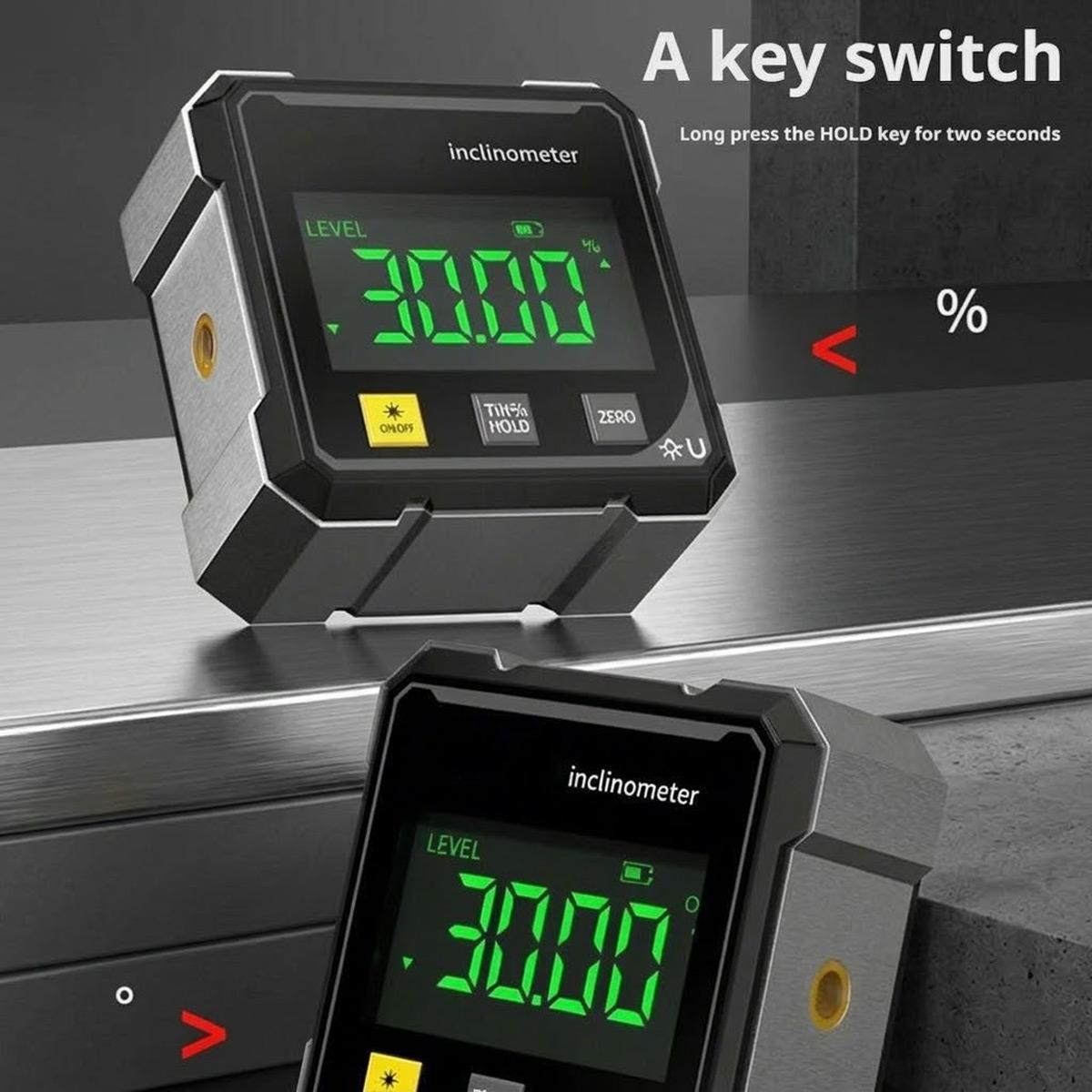 4-Side Magnetic Digital Angle Gauge Cube Inclinometer with Backlight Rechargeable Digital Angle Finder with LCD Display Table Saw Miter Protractor Woodworking Measuring Tool