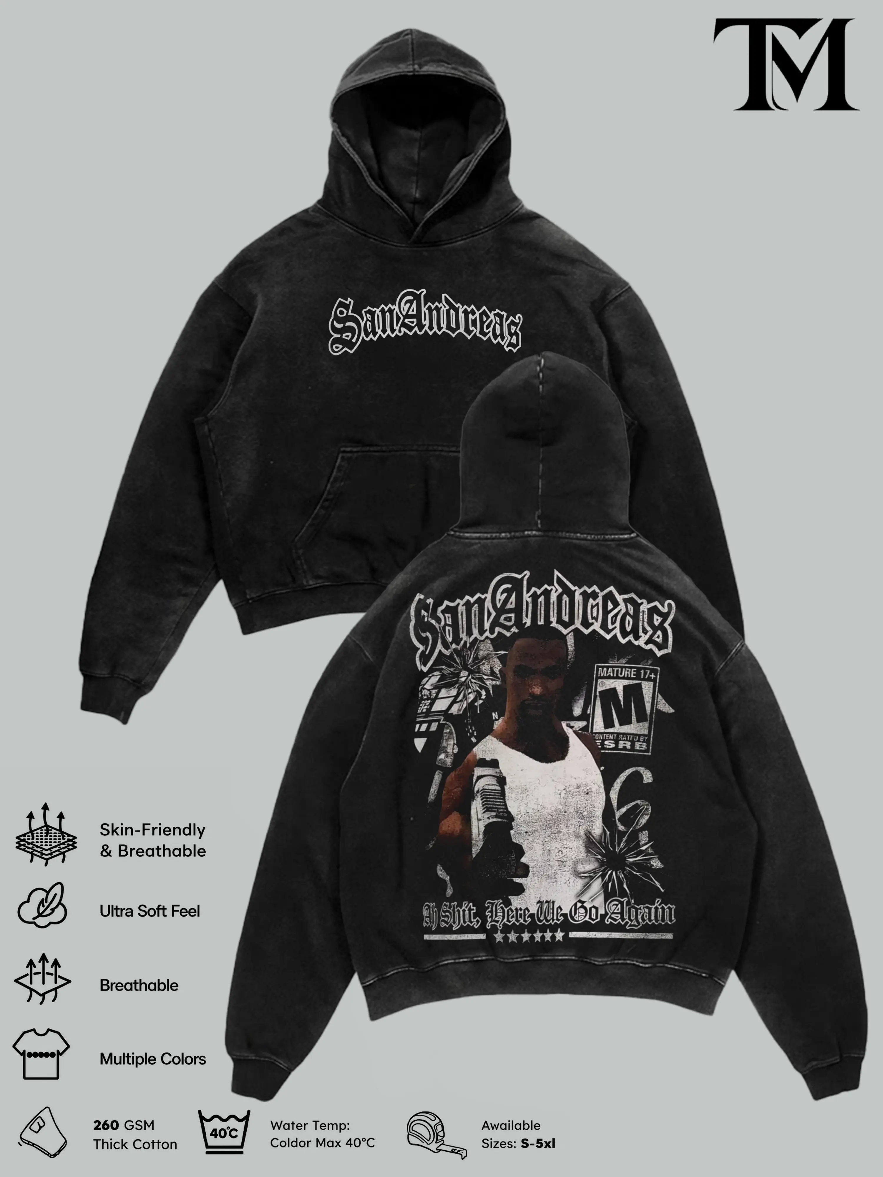 GTA San Andreas CJ Vintage Washed Hoodie & Tshirt, Los Santos Graphic Pullover, Oversized Heavyweight Streetwear shirt, Retro Gaming Y2K Hoodie, Gamer Gift