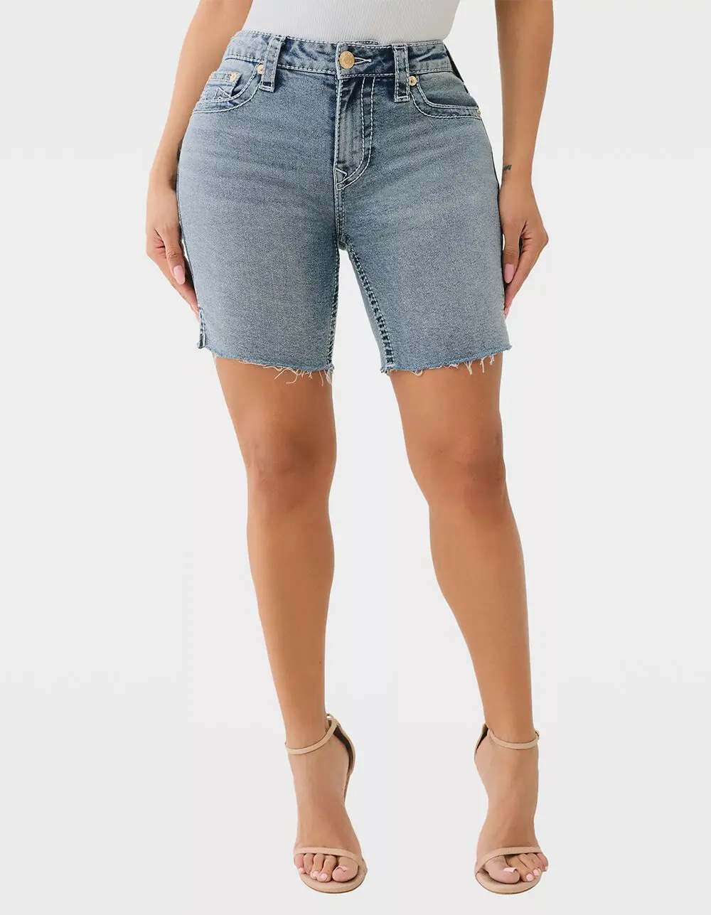 TRUE RELIGION Big T Womens Mid Rise Bermuda Shorts