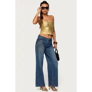 Monika Stud & Grommet Low Rise Baggy Jeans