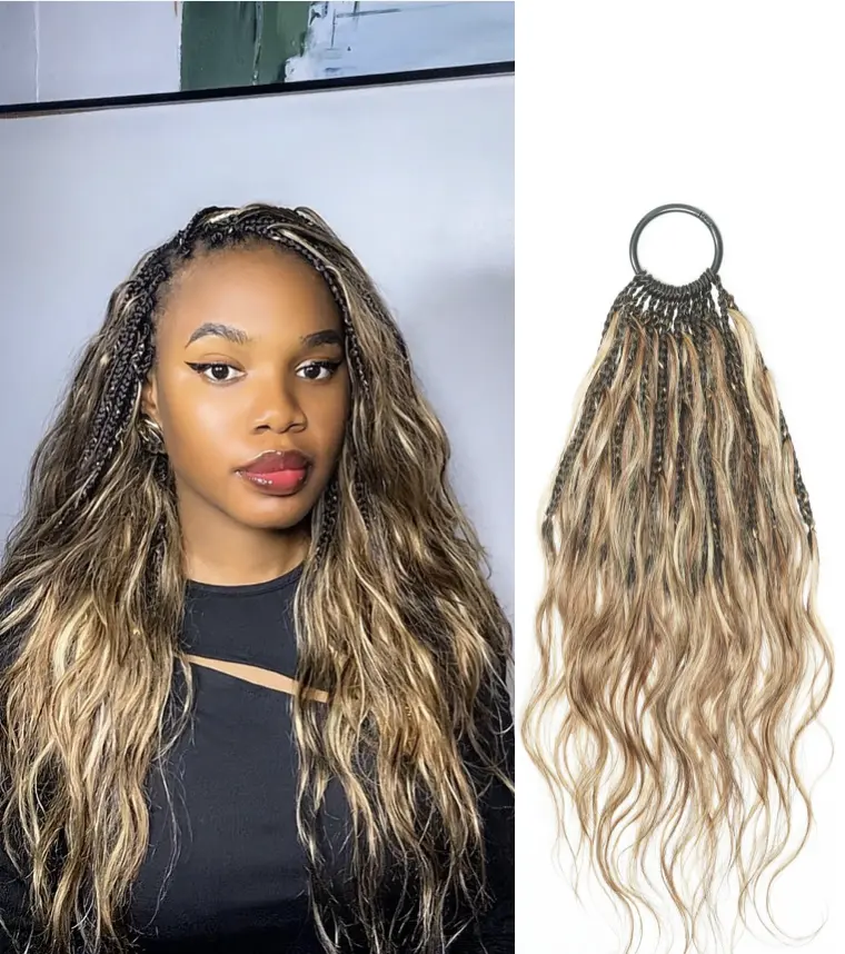 JALIZA Ghost Loop™ Tiny Top Bora Bora Crochet Boho Braids With High Density 100% Human Hair Curls 120 Strands 18" Braids / 24" Final Look
