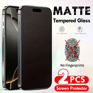 2 pcs Anti Glare (Matte) Protective Screen Protector Smartphone Compatible With iPhone 17 Pro Max/Air/16 Pro Max/15 Pro Max/17e/16e/16/15/14/13/Pro/Plus/12/11 Series [Tempered Glass] Anti Fingerprint, Anti Scratch, Bubble Free