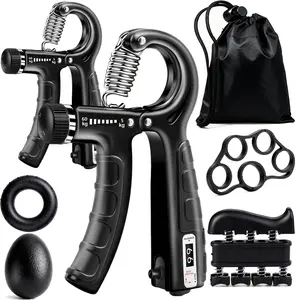 6-in-1 Grip Strength Trainer Kit, Homhut Hand Gripper Strengthener, Forearm Strengthener, Finger Strengthener, Finger Exerciser, Stress Relief Ball, Forearm Workout Ring for Muscle Building and Injury Recover