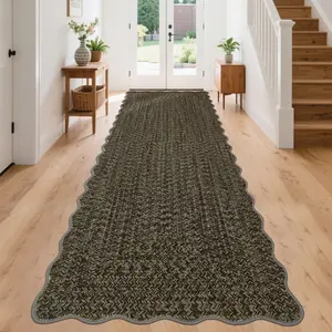Garvee Imitation Braided Collection-Print 2x8 Runners for Hallway Non Slip Washable Kitchen Rugs, Farmhouse Area Rug Soft Low Pile Indoor Carpet Runners for Entryways, Living Room