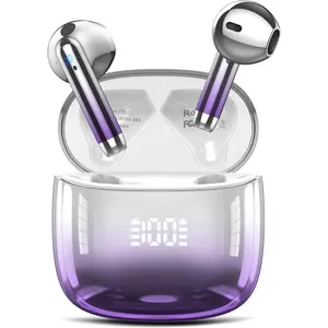 Wireless Earbuds, Bluetooth Headphones 48H Playtime Ear Buds with LED Power Display, IPX7 Waterproof Bluetooth 5.4 Earphones in-Ear Earbuds with 4 Mic for Android iOS Cell Phone Laptop, Purple