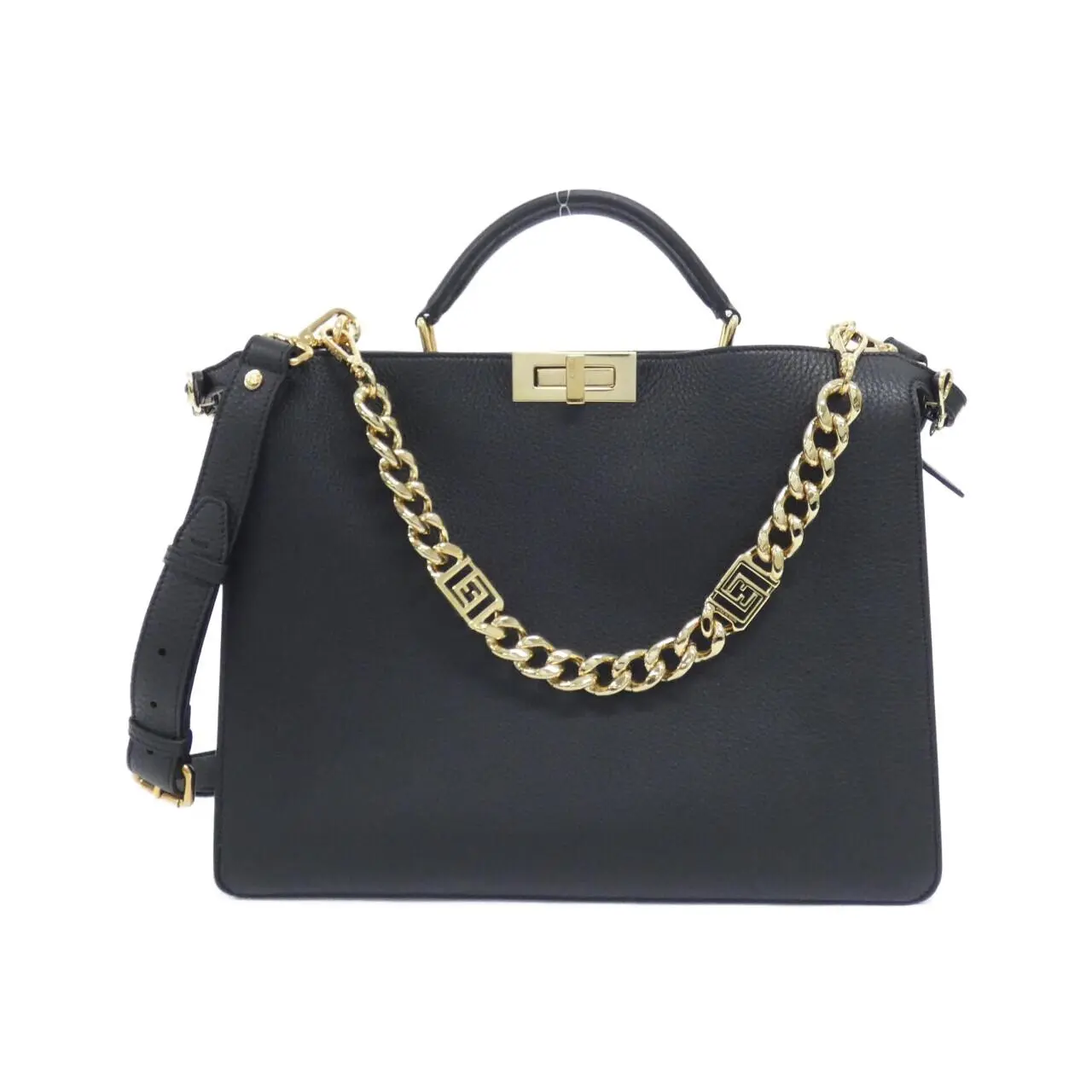 Pre-owned FENDI Calfskin Shoulder Bags FENDACE Peekaboo ISeeU calf handbag