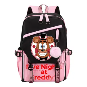 Fashion Backpack with Cartoon FNAF Print Travel Backpacks Classic Daypack Waterproof and for Adult Men and Women -Pink